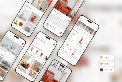 家居装饰移动应用App UI Kit (SKETCH,FIG,XD)