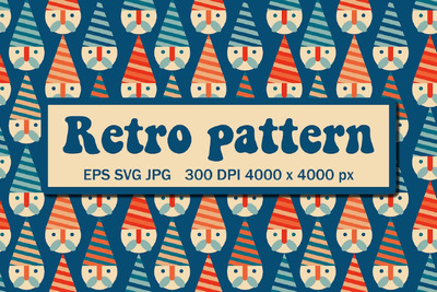 复古圣诞图案与侏儒 (EPS,JPG,SVG)