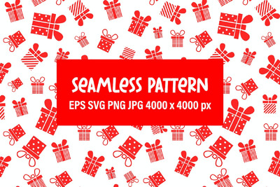 圣诞图案与礼品盒 (EPS,JPG,PNG,SVG)