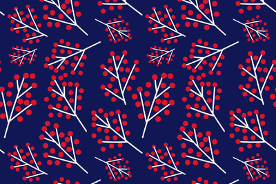 蓝色圣诞图案与浆果 (EPS,JPG)