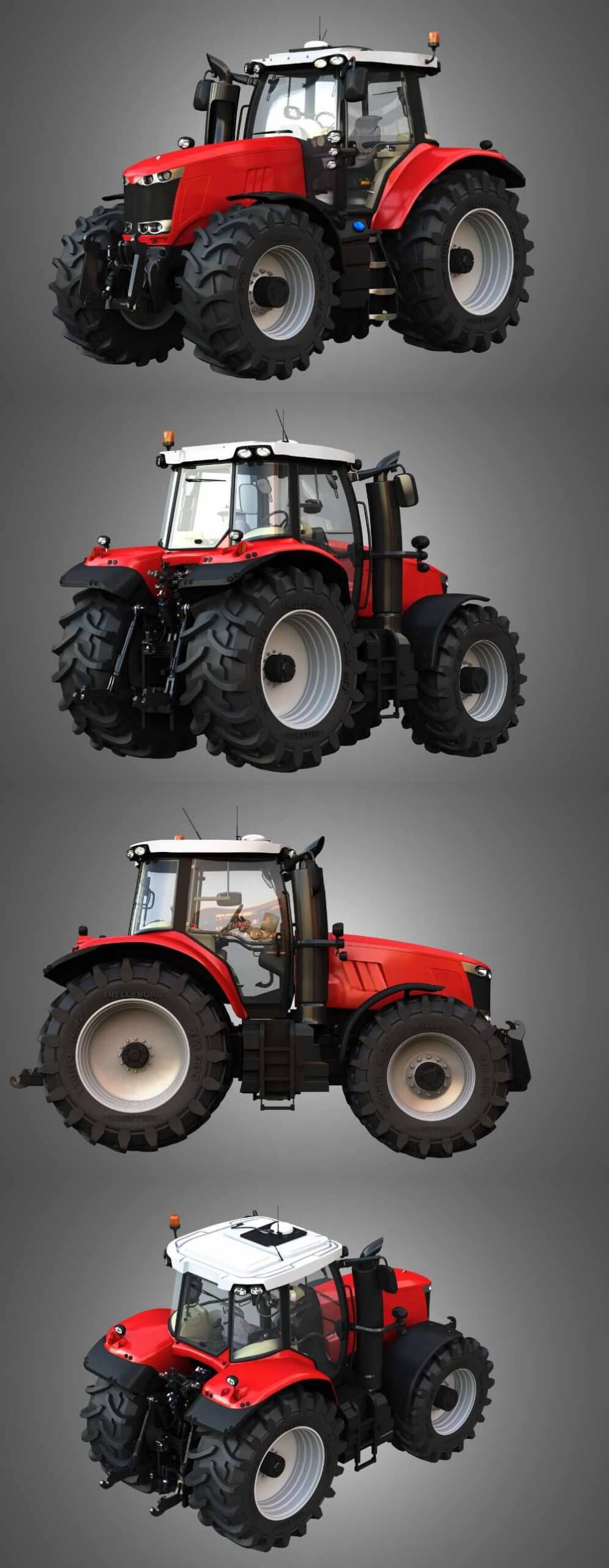 Massey Ferguson 7719拖拉机 农机3D模型（OBJ,FBX,MAX）