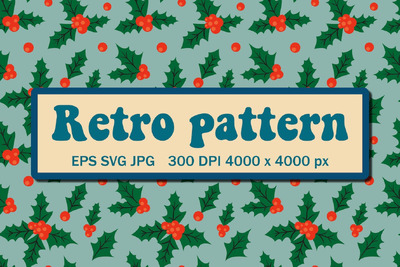 冬青叶的节日圣诞图案 (EPS,JPG,SVG)