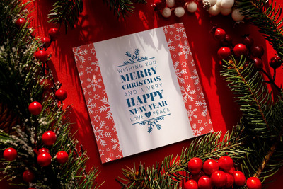 圣诞贺卡或邀请函样机 (PSD)