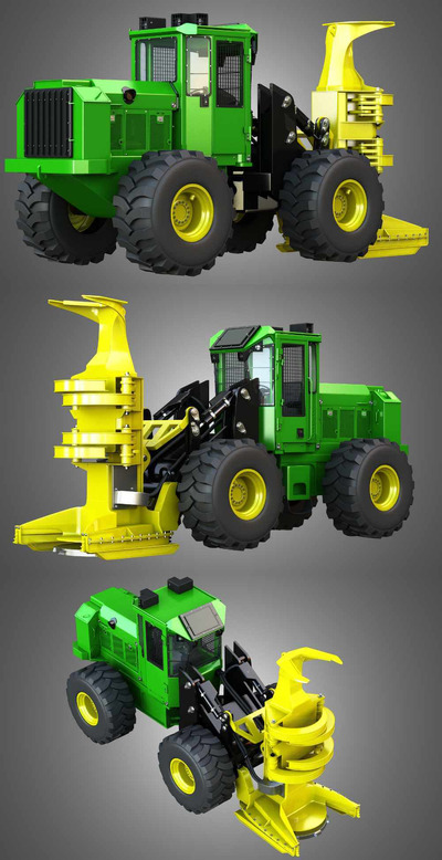 JD轮式伐木机3D模型（OBJ,FBX,MAX）