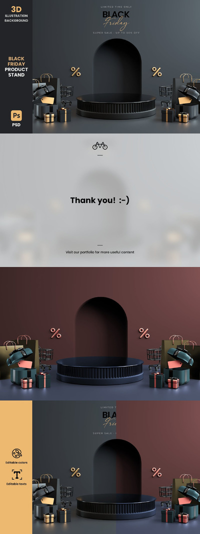 黑色星期五产品展台 3D 背景 (PSD,JPG)