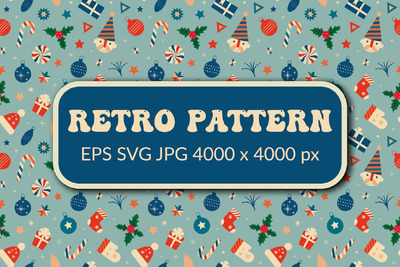 蓝色复古圣诞图案 (EPS,JPG)