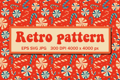 红色喜庆复古图案与圣诞糖果 (EPS,JPG,SVG)