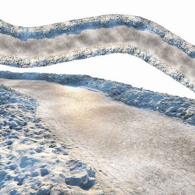 冬季被雪覆盖的人行道3D模型（MAX）