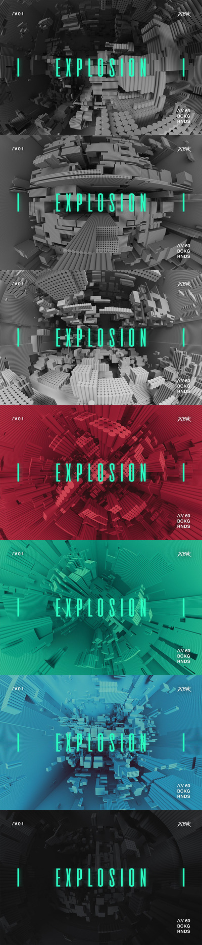 爆炸|抽象 3D 背景 | V01 (JPG)