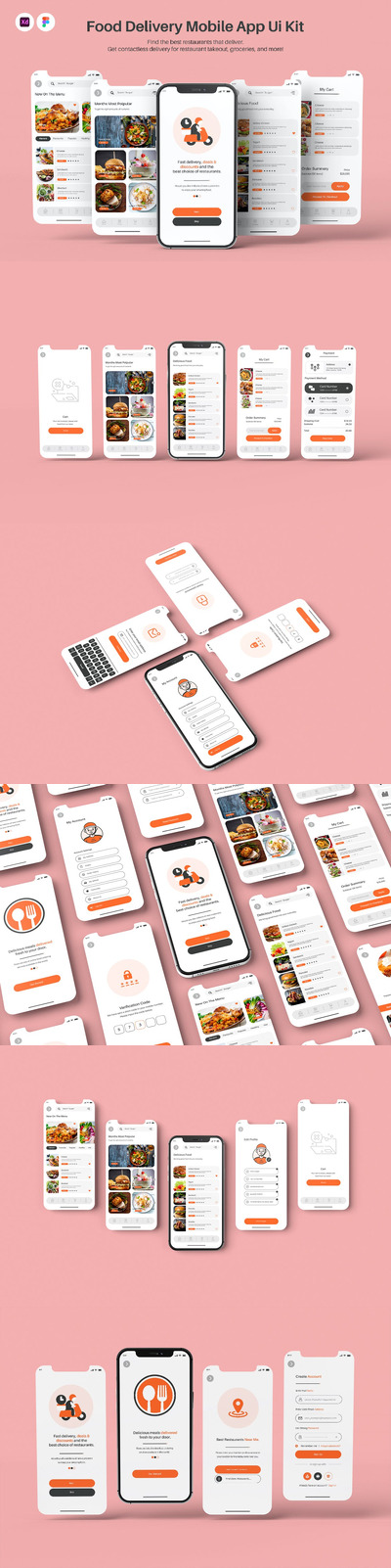 送餐移动应用App UI Kit (XD,FIG)
