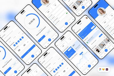 习惯和日常追踪移动应用 App UI Kit (SKETCH,FIG,XD)