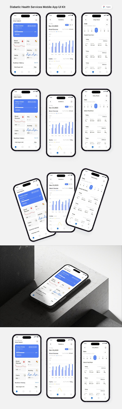 糖尿病健康服务移动应用 App UI Kit (FIG)