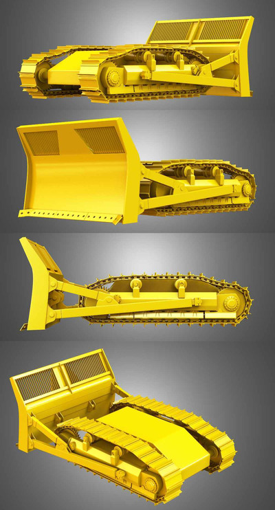 带有地面接合工具的推土机履带3D模型（OBJ,MAX）