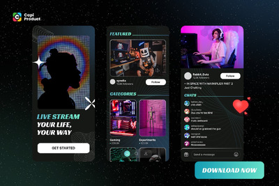 未来派设计风格流媒体应用App UI Kit (FIG)