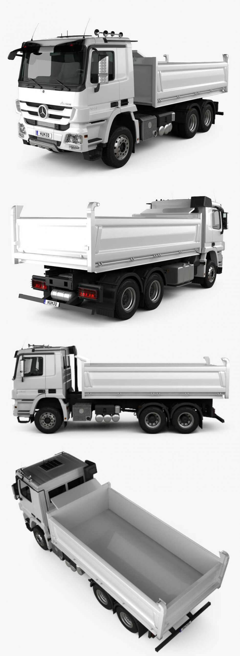 2014奔驰Mercedes-Benz Actros Tipper 3-axle自卸车 卡车3D模型（OBJ,FBX,MAX）