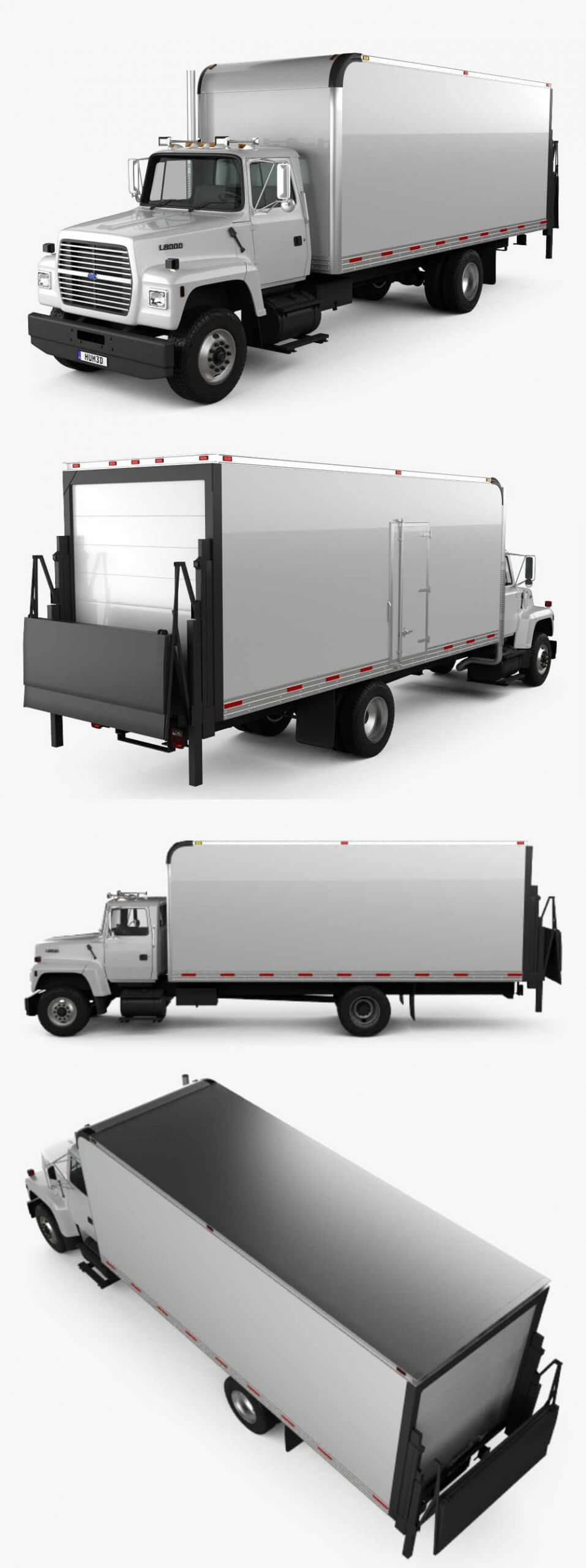 1998福特Ford LN8000箱式卡车3D模型（OBJ,FBX,MAX）