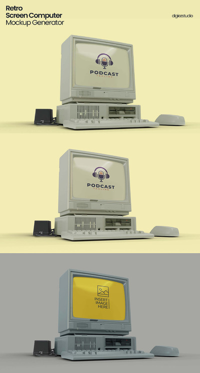 老式电脑屏幕样机 (PSD)