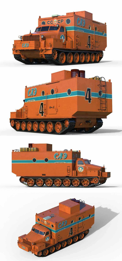 Kharkovchanka-2苏联南极巡洋舰STT 越野雪地车3D模型（OBJ,FBX,MAX）