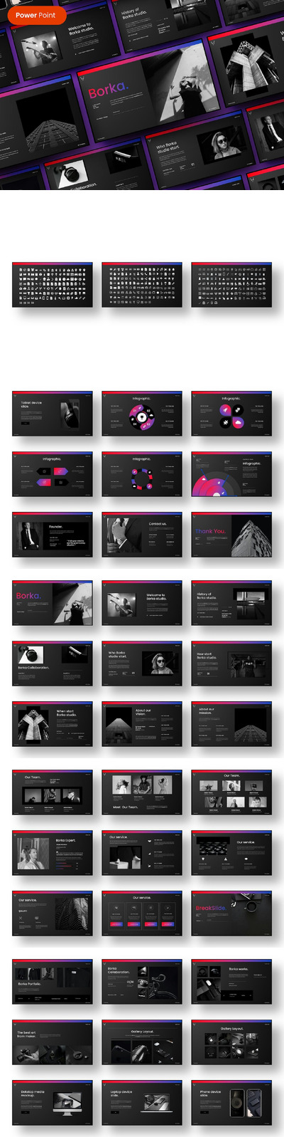 商业摄影展示PowerPoint 模板 (PPTX)