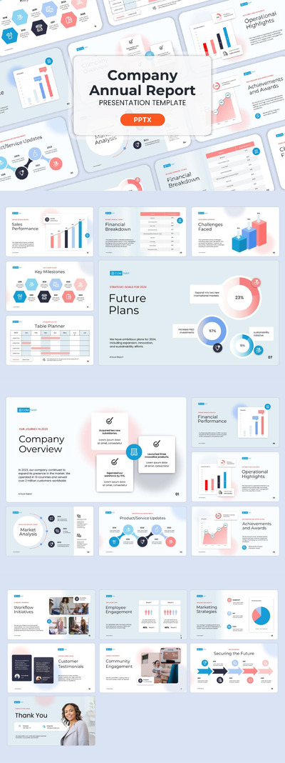公司年度报告 PPT模版 (PPTX)