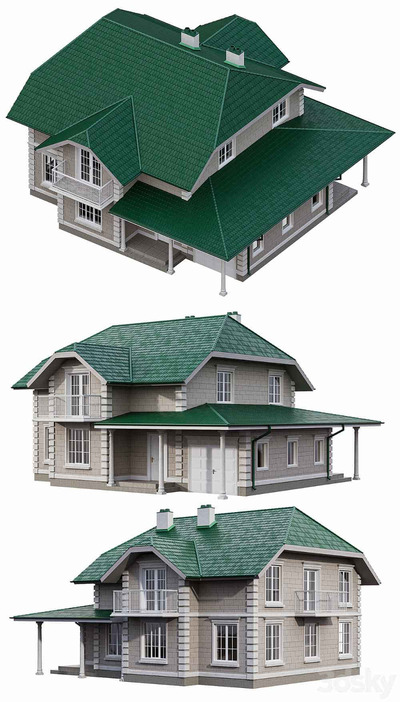 古典风格的两层楼房屋住宅建筑3D模型（FBX,MAX）