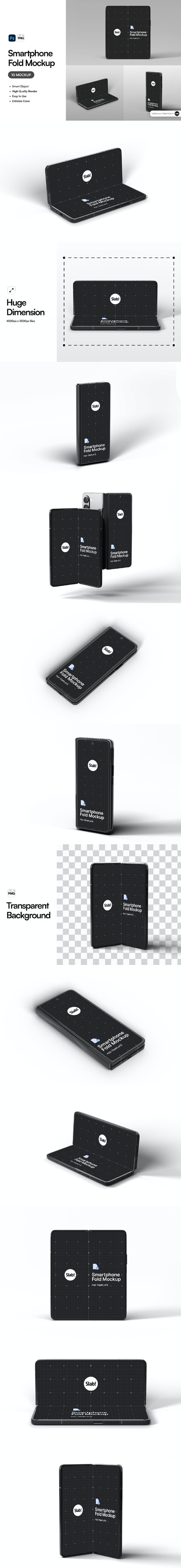 折叠屏智能手机三星 Z Fold 样机 (PSD,PNG,JPG)