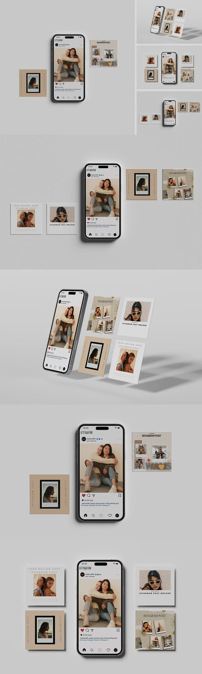 Instagram 帖子样机 (PSD,PDF)