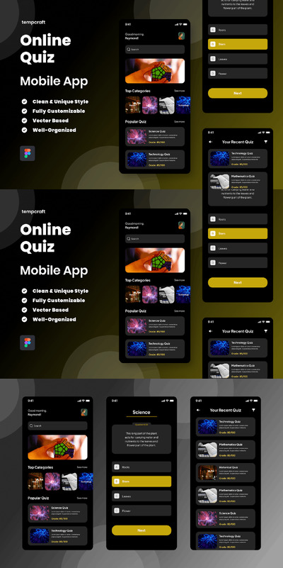 在线测验移动应用APP UI KIT (FIG)