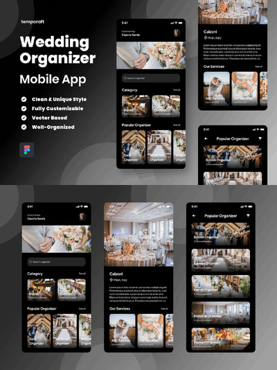 婚礼组织者移动应用APP UI KIT (FIG)
