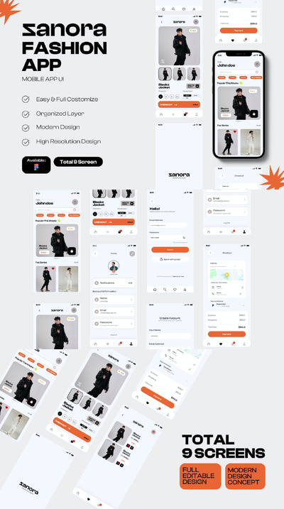 电商时尚移动应用 APP UI KIT (FIG)
