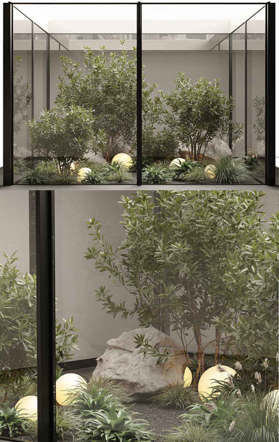 室内温室绿植组合景观3D模型（OBJ,MAX）