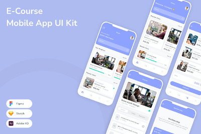 电子课程移动应用APP UI KIT (SKETCH,FIG,XD)