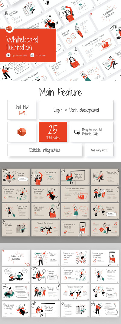 白板插图 PPT模版 (PPTX)