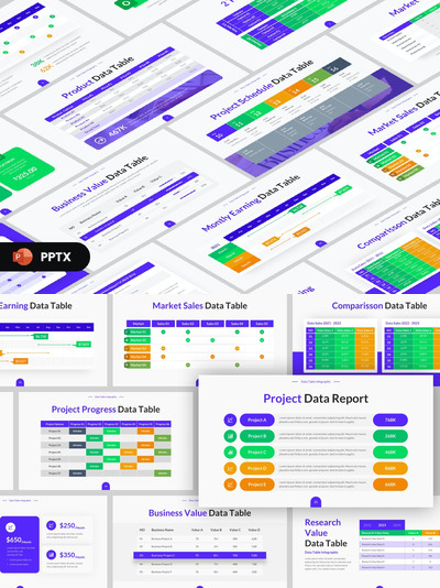 数据表信息图表PPT模版 (PPTX)
