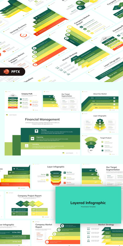 分层信息图表PPT模版 (PPTX)