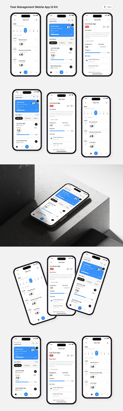 任务管理移动应用App UI Kit (FIG)