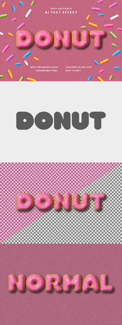 甜甜圈文字效果 (AI,EPS)