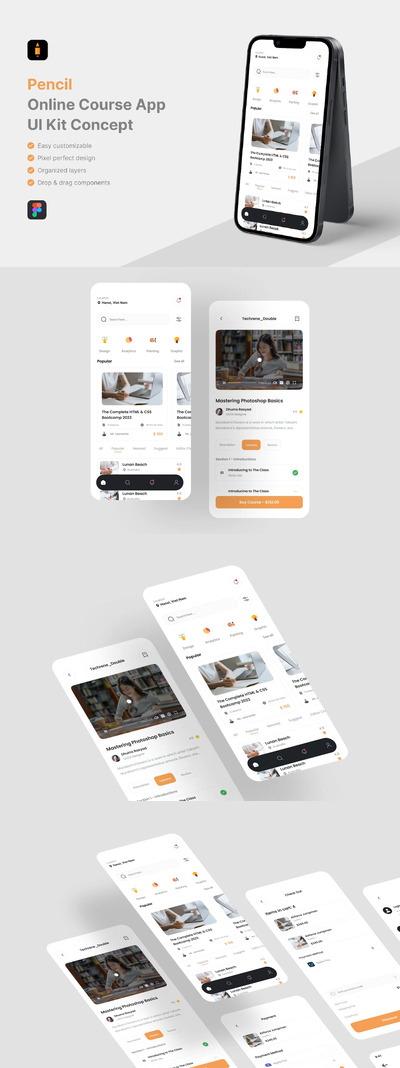 在线课程应用App UI Kit (FIG)