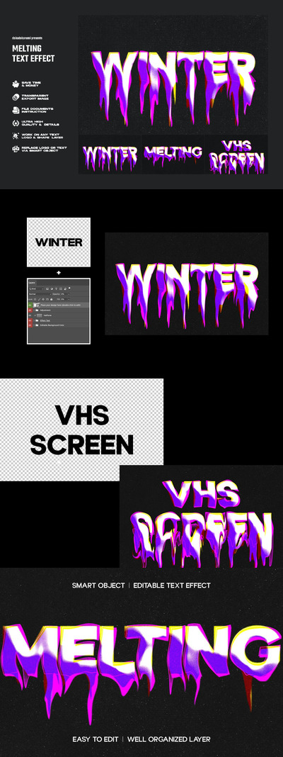 液体融化文字效果 (PSD)