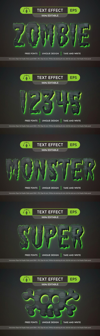 游戏风格可编辑文本效果，字体样式 (AI,EPS)