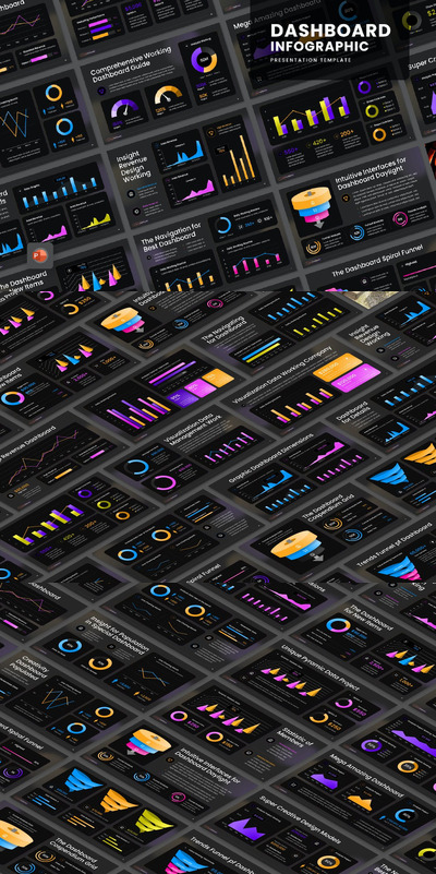 渐变仪表板信息图表  PPT模版 (PPTX)