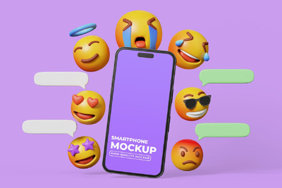 带有表情符号的智能手机模型 (PSD)