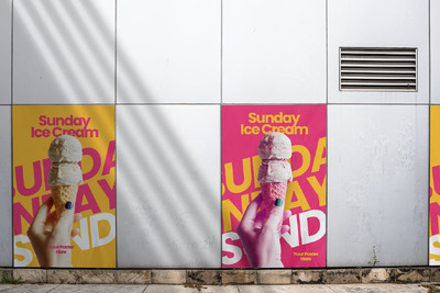 PSD 胶合广告海报纸样机 (PSD)