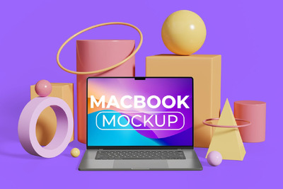 抽象笔记本电脑样机 4 (PSD)