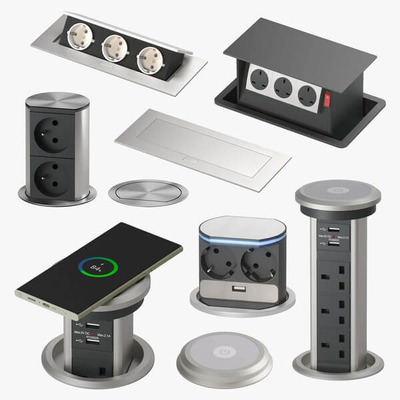隐藏式电源插头 插座系列3D模型（OBJ,FBX,MAX）