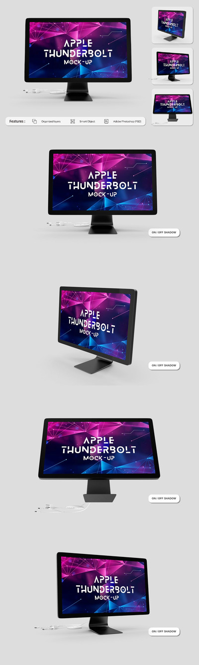 Apple Thunderbolt LED 电脑样机 (PSD)