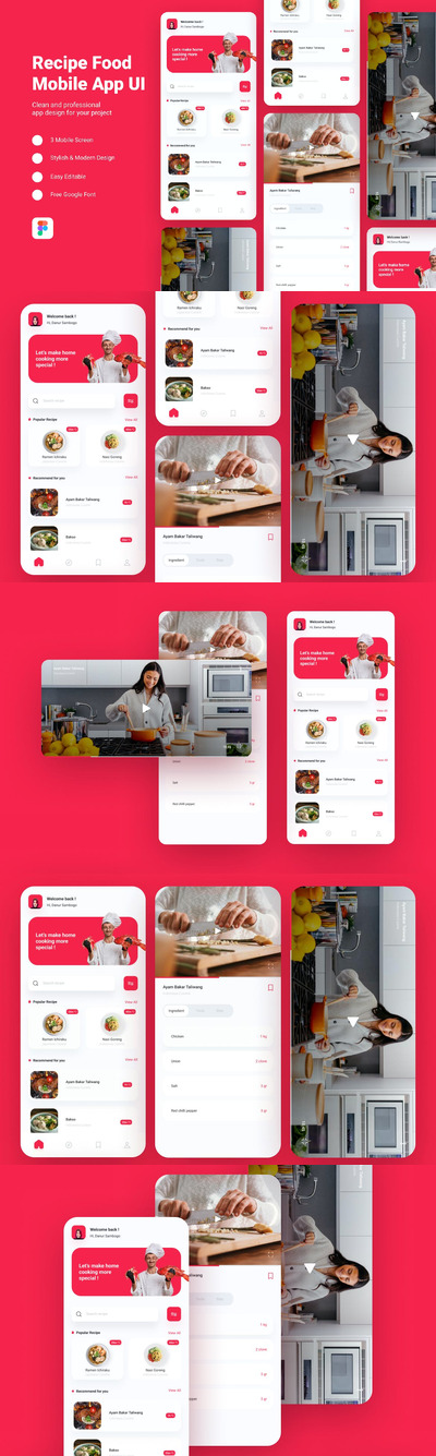食谱食品移动应用程序 UI (FIG)