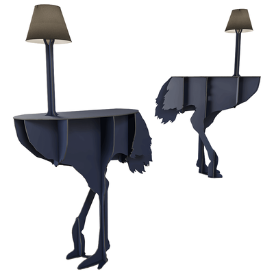 ibride Diva Lucia带台灯的鸵鸟造型金属边桌3D模型（OBJ,FBX,MAX）