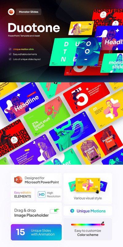 双色调创意 PPT模版 (PPTX)