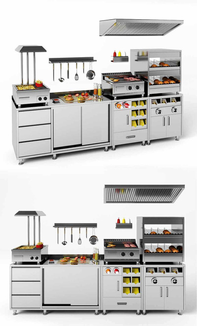 Orest专业快餐厨房设备3D模型（FBX,MAX）